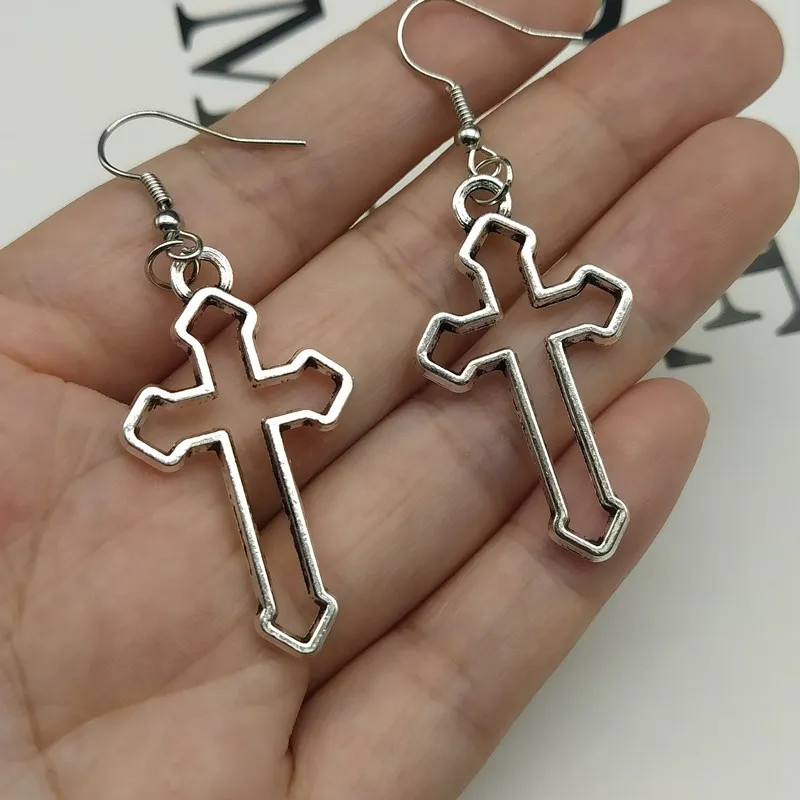 Сережки Хрест великий під Срібло