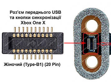 Роз'єм переднього USB та кнопки синхронізації Xbox One X (Type-B1) (20 Pin)