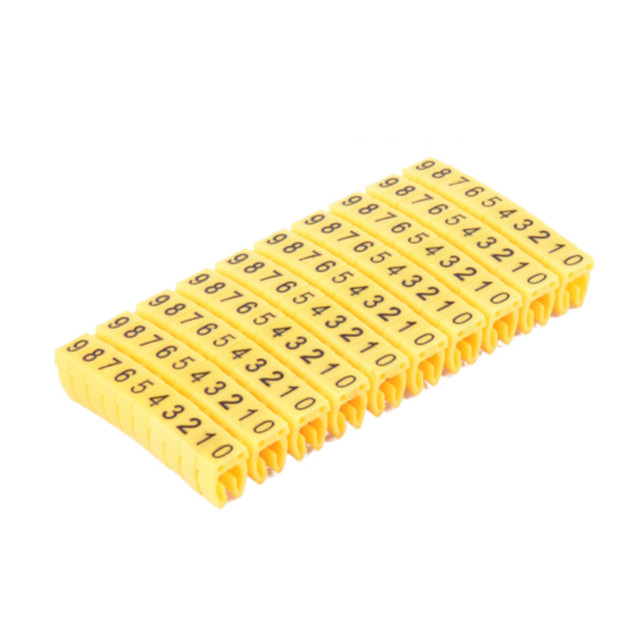 Комплект жовтих цифр 100шт, размір отвору Ø3.0-4.4мм, №0...9 для маркування [DART.M1-С-E] МКН 2.5мм.кв