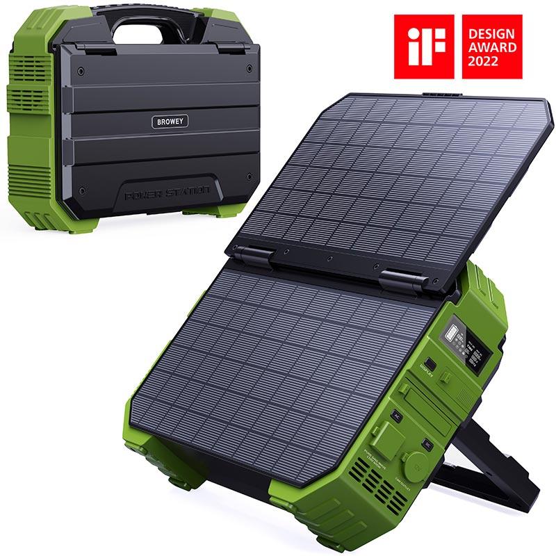 Портативна електростанція Browey Solar Panel 22W PN-600 EU Version AC/DC, 2 USB/Type-C, 600 W, PD/QC, фото 1