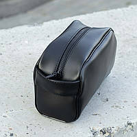 Дорожній несесер чоловічий для подорожей чорний з екошкіри сумка органайзер для косметики