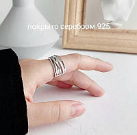 Кольцо тренд серебро 925 покрытие колечко минимализм