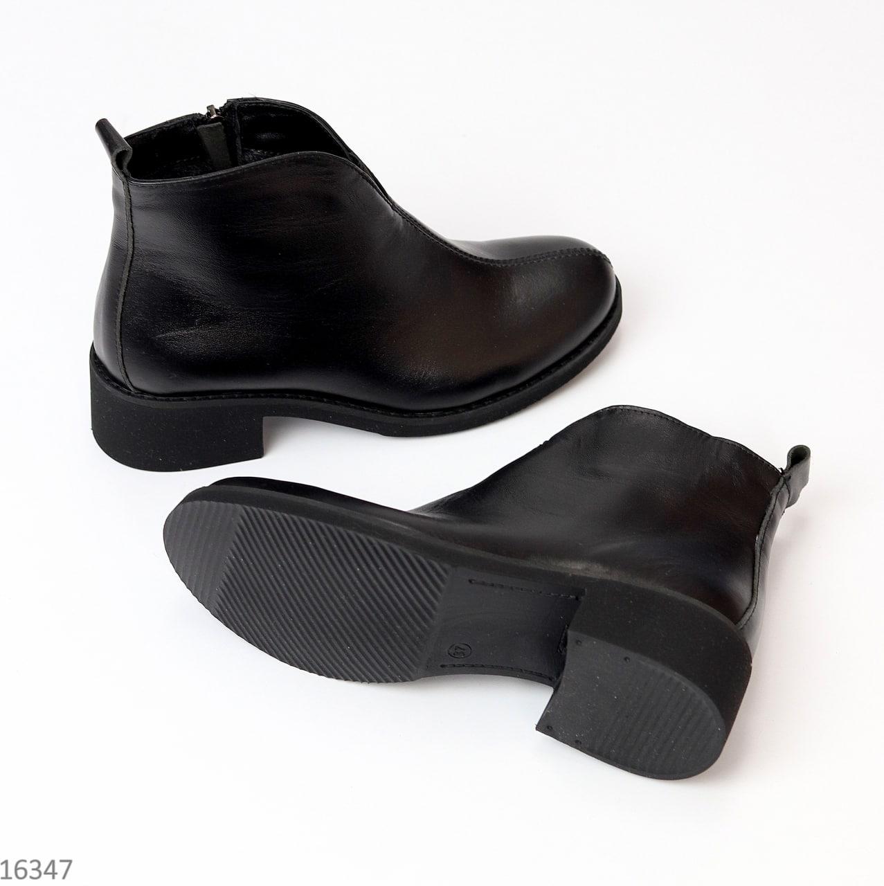 Женские кожаные ботинкина низком каблуке ботильоны демисезонные черные натуральная кожа - фото 3 - id-p1920954608