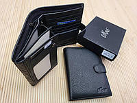Кожаный кошелек мужской Moro 14×10.5 см на 9 карточек, мужское портмоне с монетницей