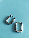 Масивні сережки срібло 925 покриття стильні овальні сережки, фото 10