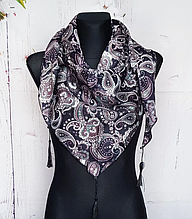 Тепла флісова косинка Блез 160*75 см чорна з білим 2306