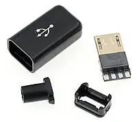 Штекер/коннектор разборной micro USB - черный