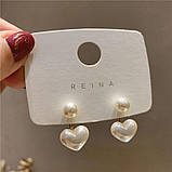 Сережки серце перлів перли джекети, фото 2