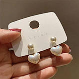 Сережки серце перлів перли джекети, фото 4