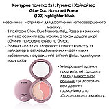 Контурна палетка 2в1: Рум'яна і Хайлайтер Glow Duo Nanorevit Paese 4,5g (100) highlighter-blush, фото 3