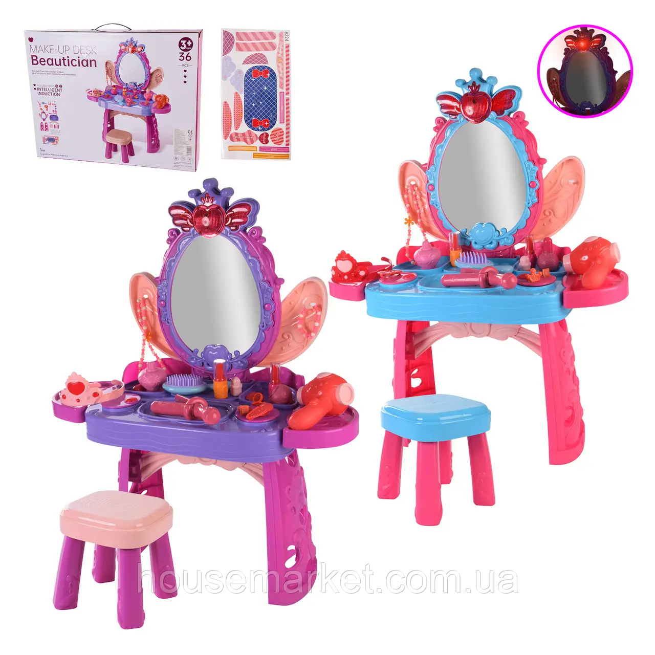 Дитячий туалетний столик трюмо зі стільчиком, музика, світло, аксесуари - фото 1 - id-p1920989718