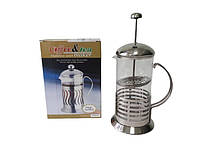 Чайник заварник френч-пресс из нержавеющей стали и стекла для чая и кофе D 10 cm H 20 cm 1 литр IKA SHOP