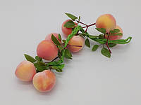 Штучна гілка персики 8 штук Муляж фрукти для декору L 37 cm IKA SHOP