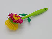 Щетка для мытья посуды с длинной ручкой пластиковая Гербера L 25 cm D 6 cm IKA SHOP