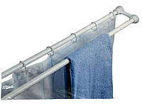 Карниз для шторок у ванну прямий металевий телескопічний з тримачем для рушників 120-220 сm IKA SHOP