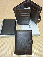 Вертикальный кошелек мужской POLO 13.5×9.5см на 6 карточек, мужское портмоне для денег и документов