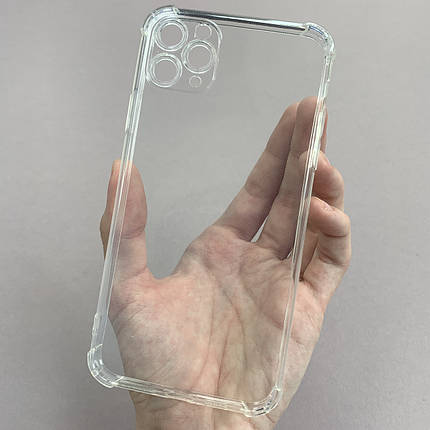 Чохол для iPhone 11 Pro Max силіконовий з бронь кутами чохол на телефон айфон 11 про макс прозорий TTP, фото 1