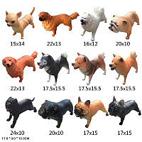 Животное K1017 (120шт)Собачки ,12 видов микс,резиновые с силиконовым наполнителем, в пакете 17,5*15,5см от