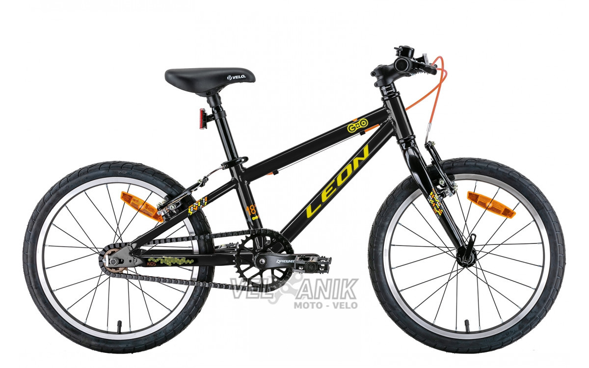 Велосипед 18" LEON GO Vbr (рама 9") чорний з жовтим