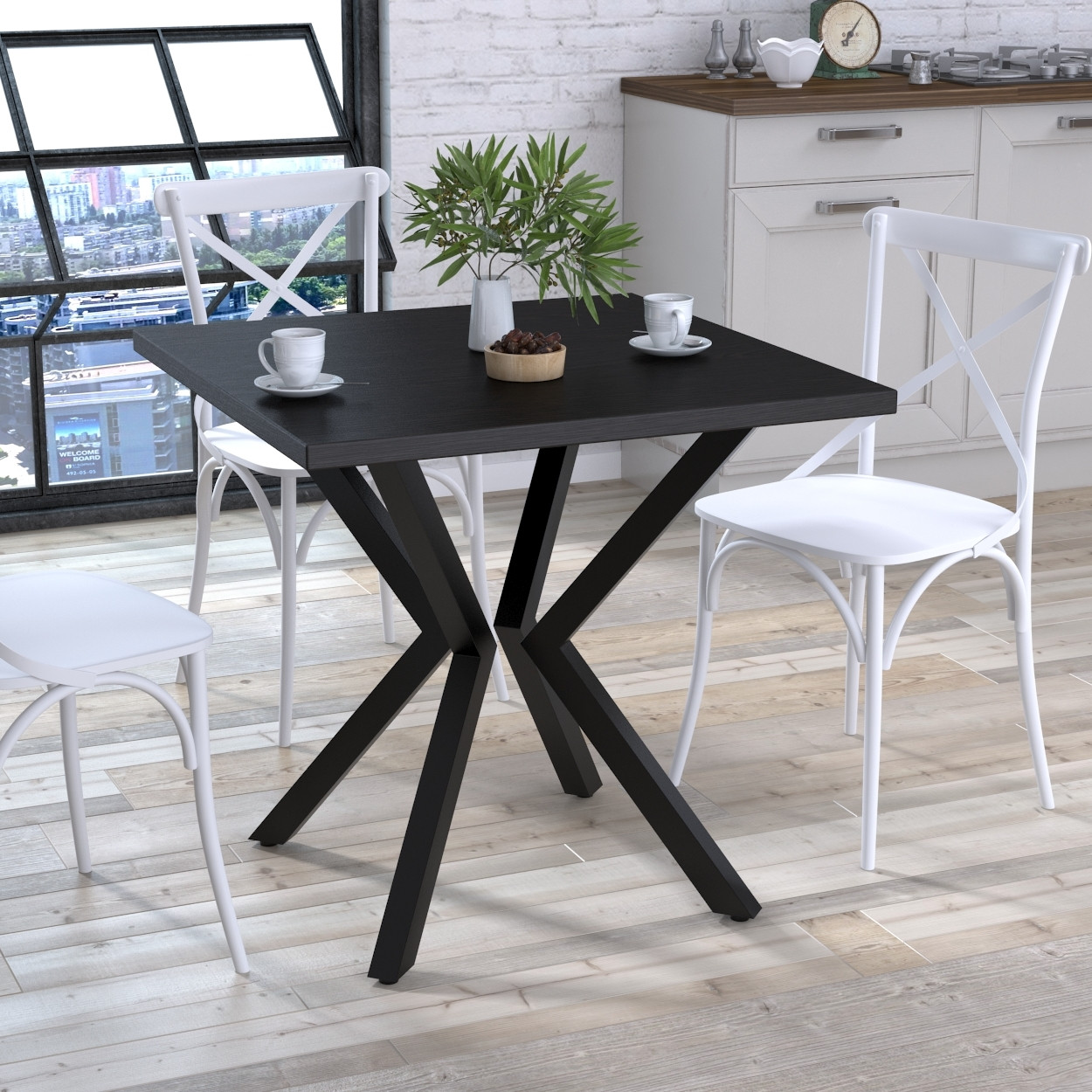 Стіл лофт кухонний обідній квадратний Кубра Loft Design 80х80 у вітальню, їдальню, обідню зону, фото 1