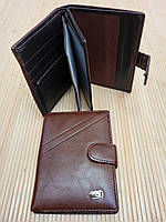 Вертикальный коричневый кошелек мужской из эко-кожи 13.5×9.5см на 7 карточек