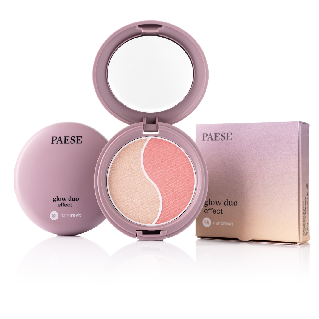 Контурна палетка 2в1: Рум'яна і Хайлайтер Glow Duo Nanorevit Paese 4,5g (100) highlighter-blush