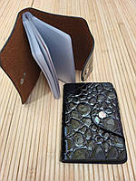 Визитница картхолдер из рельефной эко-кожи с прозрачными отделениями для карточек и визиток Черный