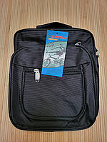 Мужская сумка из плотной плащевки 27×22×7 см, черная повседневная сумка