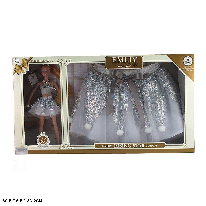 Лялька "Emily" QJ069A (12шт) у наборі спідниця для дитини, в кор. 60,5*6,5*33,2 см від style & step