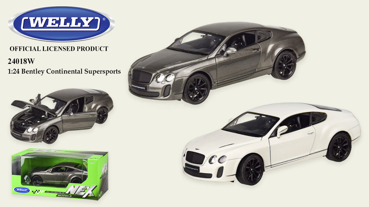 Машина метал 24018W (24шт/4) "WELLY"1:24 BENTLEY CONTINENTAL SUPERSPORTS,откр.двери,капот,2 цвета,в от - фото 1 - id-p1920944993