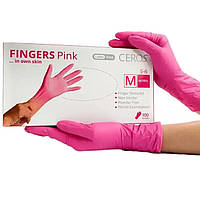 Перчатки нитриловые CEROS Fingers PINK, М, 100 шт