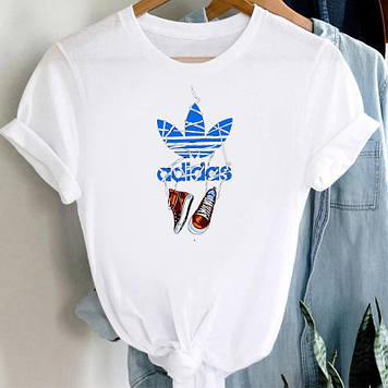Стильна футболка Адідас Adidas з кедами логотипом