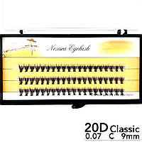 Накладные пучковые ресницы Nesura Eyelash Classic 20D, 0,07, C, 9 мм, 60 пучков Несура