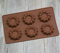 Форма силиконовая кондитерская для выпечки кексов печенья и маффинов 6 шт 29*17*2 cm/D 7 cm H 1 cm IKA SHOP