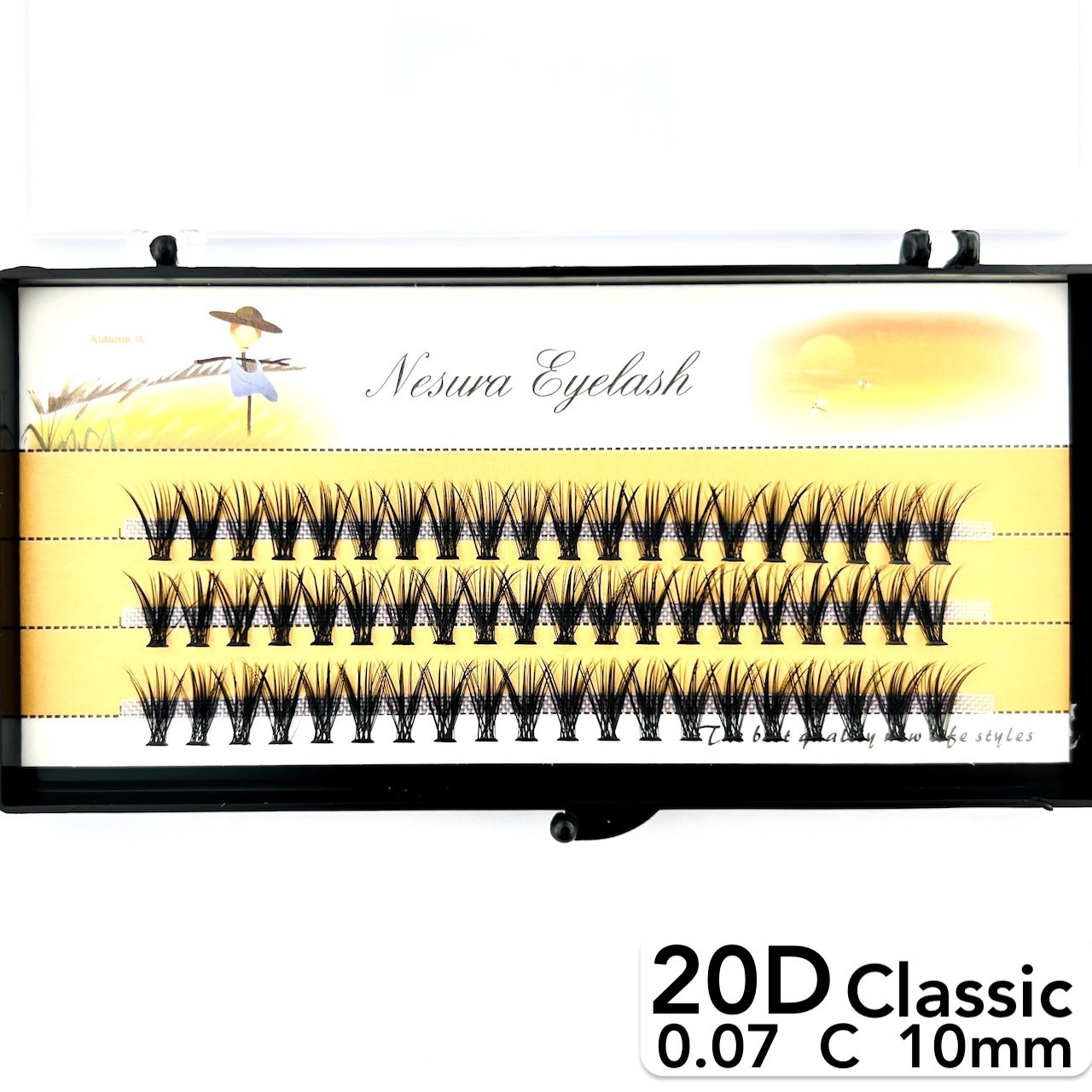 Накладні пучкові вії Nesura Eyelash Classic 20D, 0,07, C, 10 мм, 60 пучків Несура