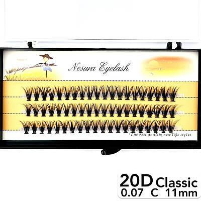 Накладні пучкові вії Nesura Eyelash Classic 20D, 0,07, C, 11 мм, 60 пучків Несура