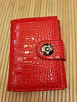 Визитница-кошелек из эко-кожи на застежке, визитница картхолдер с отделением для банкнот Красный