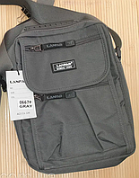 Сумка мужская тканевая на наплечном ремне 20×25.5×8см, повседневная сумка из плащевки 200.0, Серый, 80.0