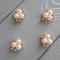 Серединка 3 перлини золота з кристалами 2 см ПЛАСТИК