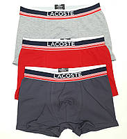 Набір чоловічих трусів у подарунок 3шт Lacoste Dark. Продаж чоловічої нижньої білизни боксери в коробці Лакосте Дарк комплект, фото 8