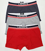 Набір чоловічих трусів у подарунок 3шт Lacoste Dark. Продаж чоловічої нижньої білизни боксери в коробці Лакосте Дарк комплект, фото 10