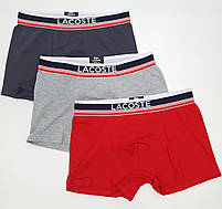 Набір чоловічих трусів у подарунок 3шт Lacoste Dark. Продаж чоловічої нижньої білизни боксери в коробці Лакосте Дарк комплект, фото 4