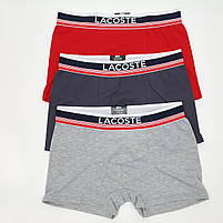 Набір чоловічих трусів у подарунок 3шт Lacoste Dark. Продаж чоловічої нижньої білизни боксери в коробці Лакосте Дарк комплект, фото 7