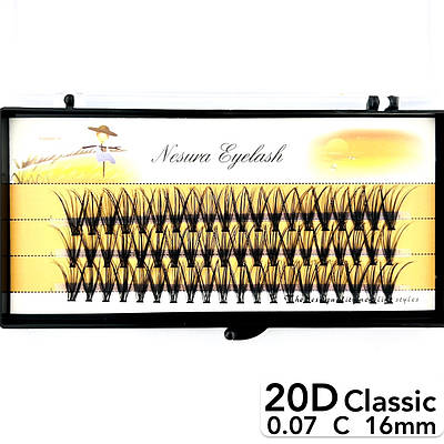 Накладні пучкові вії Nesura Eyelash Classic 20D, 0,07, C, 16 мм, 60 пучків Несура