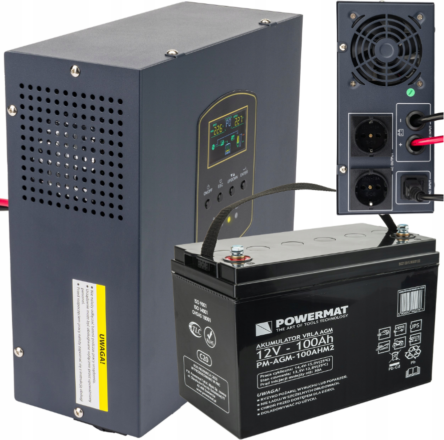 ДБЖ Powermat 1500VA 1200W чиста синусоїда + акумулятор AGM 100Ah ...