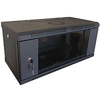 Шкаф коммутационный настенный разборный черный Hypernet WMNC-4U-FLAT-AC-BLACK 4U 600x450