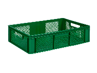 Ящик 600*400*155 перфорированный сплошное дно Зеленый, тип 2