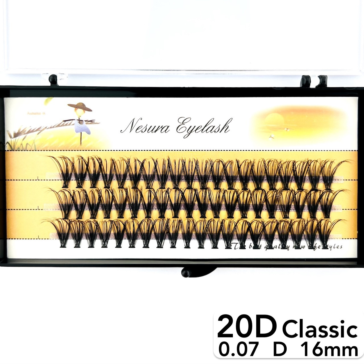 Накладні пучкові вії Nesura Eyelash Classic 20D, 0,07, D, 16 мм, 60 пучків Несура