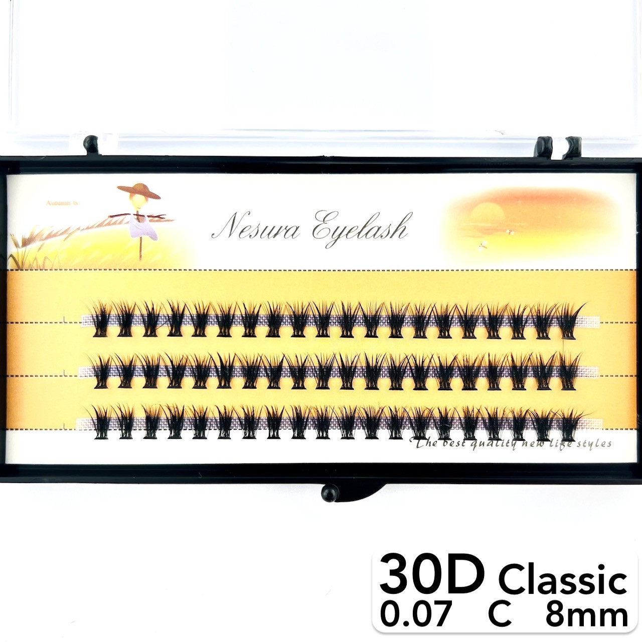 Накладні пучкові вії Nesura Eyelash Classic 30D, 0,07, C, 8 мм, 60 пучків Несура