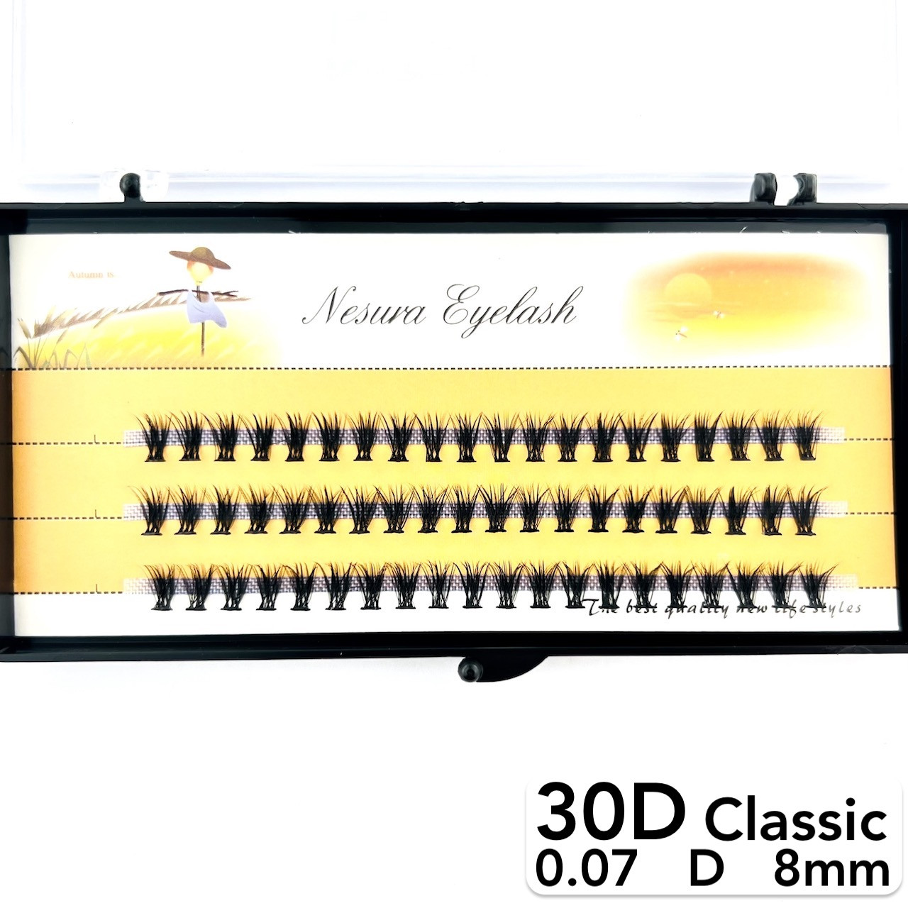 Накладні пучкові вії Nesura Eyelash Classic 30D, 0,07, D, 8 мм, 60 пучків Несура